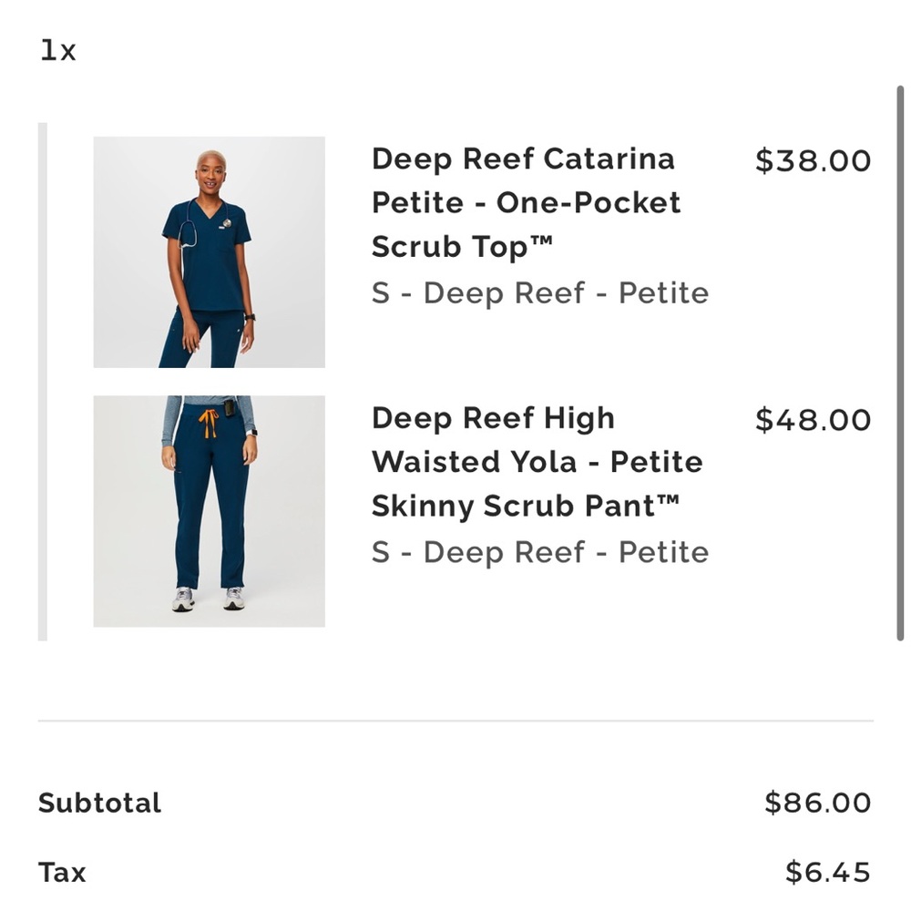 Figs Deep Reef High Waisted Yola Petite Skinny Scrub Pant